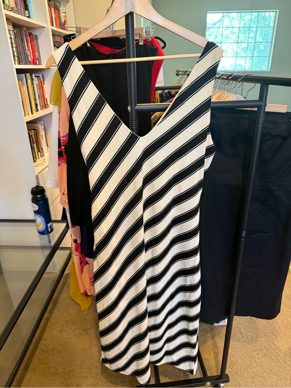 H&M Black and White Diagonal Stripe Midi Dress